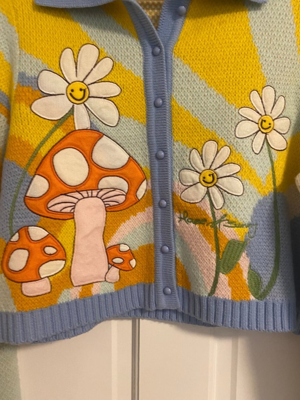 House of Sunny, Mushroom/Daisy Cardigan EUC Size 8/M - Picture 5 of 7